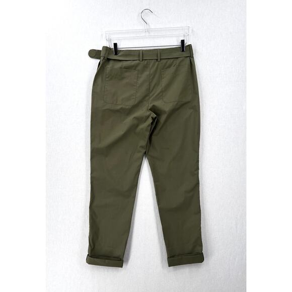 AKRIS PUNTO Fallon Pants Womens 6 Olive Green Cotton Belt Cuff Mid Rise Light - Picture 4 of 16